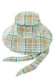 PLAID CHIN TIE BUCKET HAT