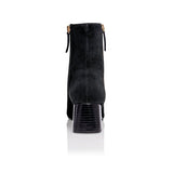 Arina Dress Ankle Bootie with a Block Heel in Black Suede
