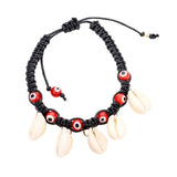 Puka Shell Evil Eye Cord Braid Adjustable Bracelet