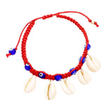 Puka Shell Evil Eye Cord Braid Adjustable Bracelet