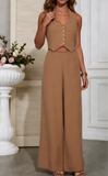 Linen Vest Wide-Leg Jumpsuit