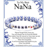 Blue and White Porcelain MAMA Beaded Bracelet