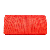 Pleated Shimmery Evening Clutch Crossbody Bag