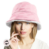Reversible Corduroy Soft Faux Fur Bucket Hat
