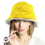 Reversible Corduroy Soft Faux Fur Bucket Hat