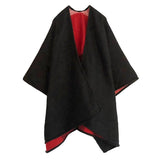 Reversible Plaid Check Pattern Buffalo Check Poncho Ruana