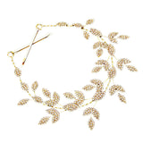 Rhinestone Embellished Leaf Cluster Vine Bun Wrap Headpiece