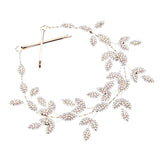 Rhinestone Embellished Leaf Cluster Vine Bun Wrap Headpiece