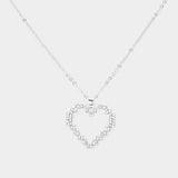 Rhinestone Embellished Open Heart Pendant Necklace