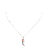 Rhinestone Embellished Parrot Pendant Charm Necklace