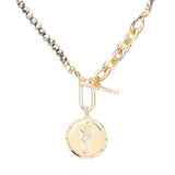 Rhinestone Evil Eye Heart Horseshoe Pendant Beaded Necklace