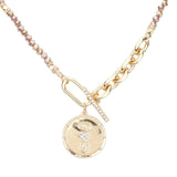Rhinestone Evil Eye Heart Horseshoe Pendant Beaded Necklace