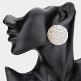 Women's Rhinestone Pave Round Clip on Evening Earrings