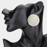 Women's Rhinestone Pave Round Clip on Evening Earrings