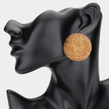 Women's Rhinestone Pave Round Clip on Evening Earrings