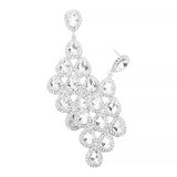 Rhinestone Trim Teardrop Cluster Vine Evening Earrings