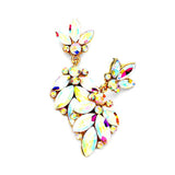 Rosa Crystal Marquise Ornate Floral Evening Earrings