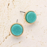 Women's Round Druzy Stud Earrings