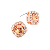 Round Glass Crystal Cut Quad Stud Earrings
