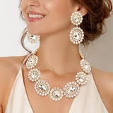 Round Oval Stone Accented Evening Necklace
