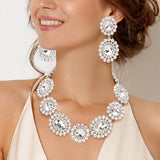 Round Oval Stone Accented Evening Necklace