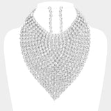 Round Stone Statement Bib Evening Necklace