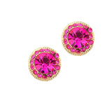 Women's Round Stone Stud Evening Earrings