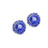 Women's Round Stone Stud Evening Earrings