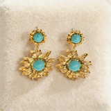 Vintage Sunflower Turquoise Earrings