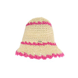 Scalloped Edge Paper Straw Hand Crochet C.C Bucket Hat