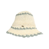 Scalloped Edge Paper Straw Hand Crochet C.C Bucket Hat