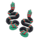Seed Beaded Snake Earrings