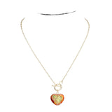 Semi Precious Heart Pendant Toggle Necklace