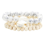 Semi Precious Wood Beaded Layered Bracelets