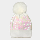 Sequin Embellished Pom Pom Beanie Hat