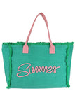 Sewn Rope Summer Letter Fringed Canvas Bag