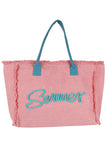 Sewn Rope Summer Letter Fringed Canvas Bag
