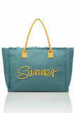 Sewn Rope Summer Letter Fringed Canvas Bag