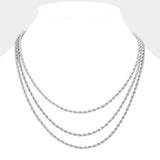 Silver Dipped Rope Metal Chain Layered Necklace
