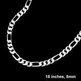 Silver Plated 18 Inch 8mm Figaro Metal Chain Necklace