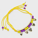 Skull Charm Beaded Adjustable Cinch Pull Tie Bracelet