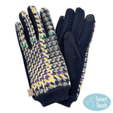 Smart Touch Winter Houndstooth Patterned Smart Gloves