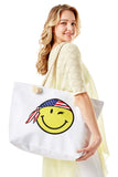 Smiley Face with USA Bandana American Flag Theme Beach Bag