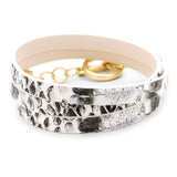 Snake Pattern Faux Leather Wrap Toggle Bracelet