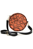 Snake Skin Print Round Crossbody Bag