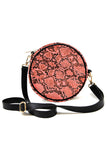 Snake Skin Print Round Crossbody Bag