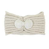 Soft Knit Accented Plush Bow Detailed Headband Ear Warmer