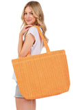 Solid Color Crochet Summer Straw Tote Bag
