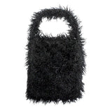 Solid Color Faux Fur Fringe Shoulder Bag