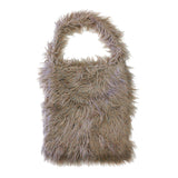 Solid Color Faux Fur Fringe Shoulder Bag